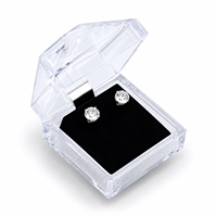 Clear Crystal-Style Earring Box with Black Velvet Insert