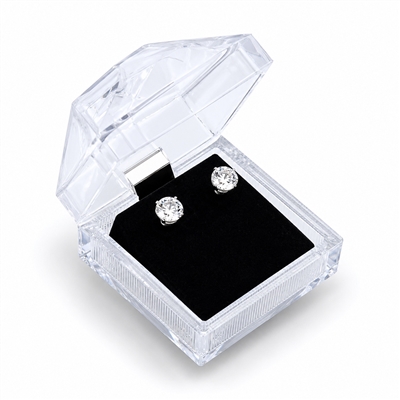 Clear Crystal-Style Earring Box with Black Velvet Insert