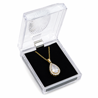 Clear Crystal-Style Pendant Box with Black Velvet Insert