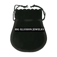 BX1303/BK  Scalloped Edge Drawstring Pouch 3 1/2" X 3"H