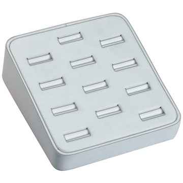 BX2470L-WH  White Leather 12-Slot Ring Tray.