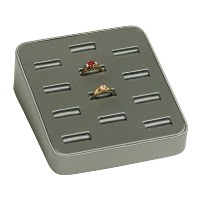 BX2470R(SG) Steel Grey Faux Leather 12-Slot Ring Display Tray