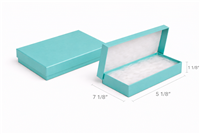BX2875-TB Teal Blue Cotton Filled Jewelry Box - Necklace & Bracelet Gift Box