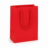 BX3966-RD Glossy Red Gift Shopping Bags with handle, 3" x 2" x 3-1/2"