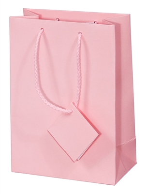 BX3976-PK Matte Finish Solid Color Paper Tote Bags