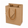 Burlap Print Paper Gift Bag 4 3/4 x 2 1/2 x 6 3/4 inches with rope handles