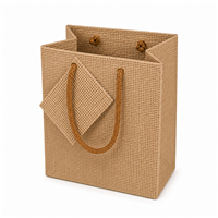 Burlap Print Paper Gift Bag 4 3/4 x 2 1/2 x 6 3/4 inches with rope handles