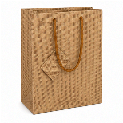 Burlap Print Paper Gift Bag 8 x 4 x 10 inches with rope handles