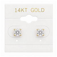 14KT Gold White Hanging Earring Card with Velour Flocked Center