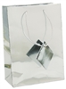 Silver Metallic Paper Gift Bag with Matching Rope Handles