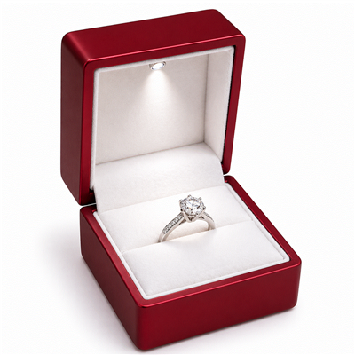 CA01-RD Red Soft Touch Lighted Ring Box