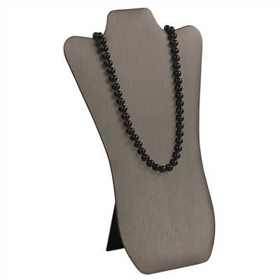 Steel Gray Faux Leather Necklace Display Bust