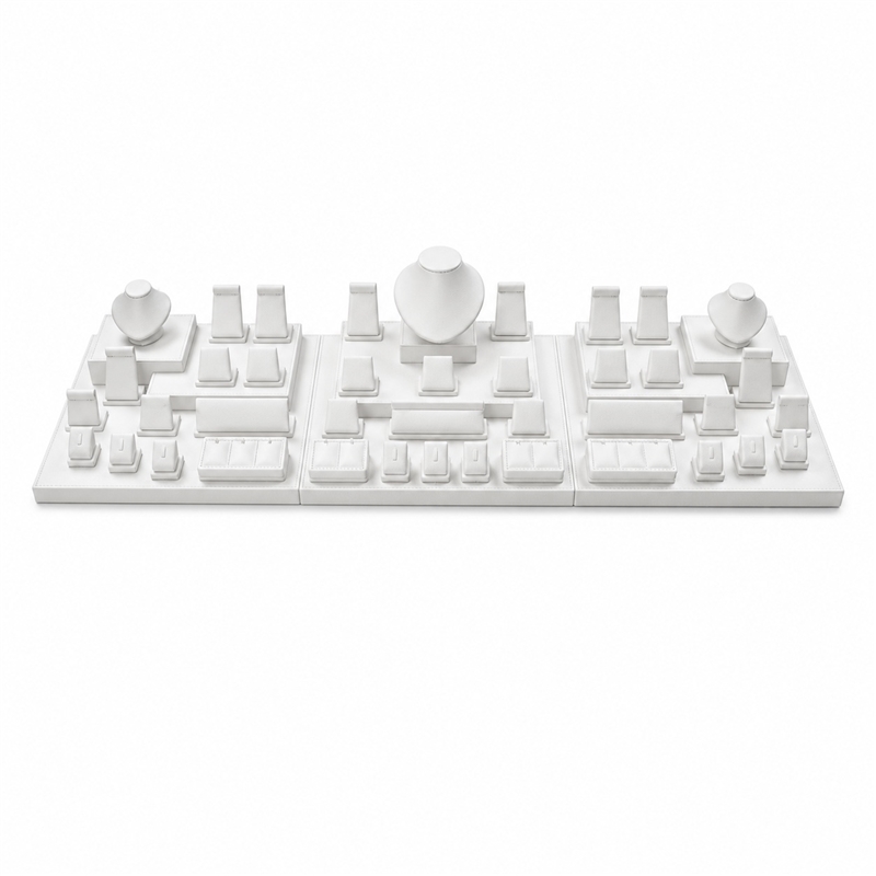 CJ006 WH White Leatherette Jewelry Display Set