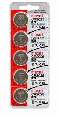 Maxell CR2025 3V Lithium Coin Battery 5-Pack Blister