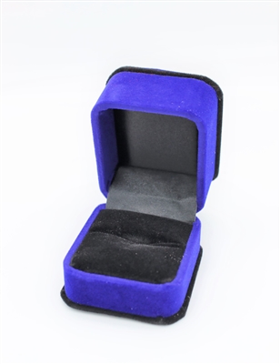 Luxury Deluxe Blue Velvet Ring Box with Black Interior for Jewelry Presentation