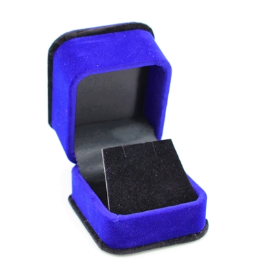 Luxury royal blue flock earring box with black trim