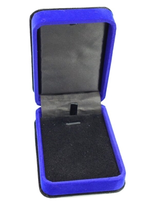 Deluxe Blue Flock Pendant Jewelry Box with Black Interior