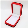 Deluxe Red Flock Pendant Jewelry Box with White Interior