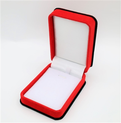 Deluxe Red Flock Pendant Jewelry Box with White Interior