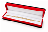 Luxury red velvet bracelet jewelry box with black trim and bracelet display