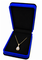 Luxury royal blue velvet necklace jewelry box with black trim