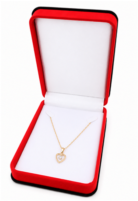 Luxury red velvet necklace jewelry box with black trim