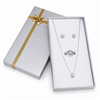 Silver Jewelry Set Gift Box with Gold Bow and White Flocked Foam Insert