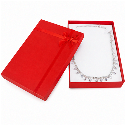 Assorted Color Cardboard Necklace Gift Box with Flocked Foam Insert