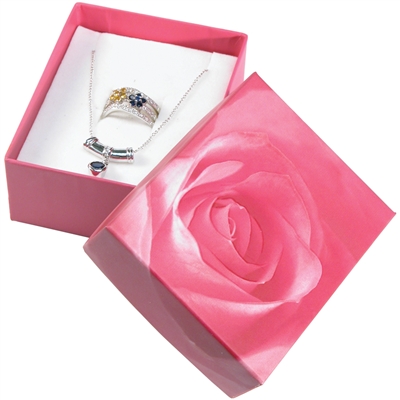 DR7P-PK Pink Rose Jewelry Gift Box â€“ Earring & Pendant Box
