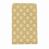 EN-9705-WH  White Damask/Kraft Paper Gift Bag