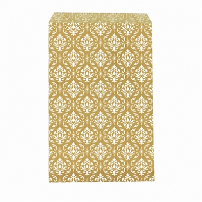 EN-9705-WH  White Damask/Kraft Paper Gift Bag