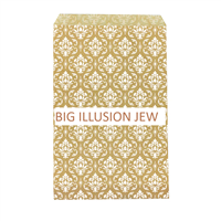 EN-9706-WH  White Damask/Kraft Paper Gift Bag