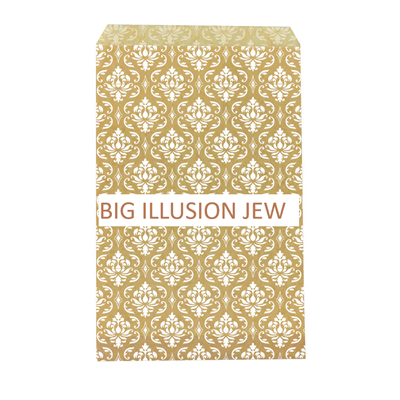 EN-9706-WH  White Damask/Kraft Paper Gift Bag