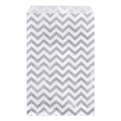 EN016-SW Paper Gift Bag , Chevron, Silver