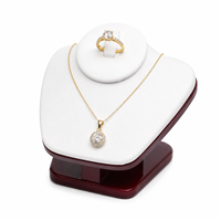 F38-31(RW)  White Necklace & Ring Display with Rosewood Base