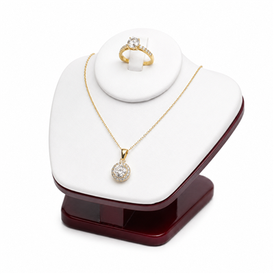 Mini necklace and ring display bust with rosewood base