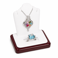 F42-3(RW)  Mini Necklace & Ring Display with Rosewood Base