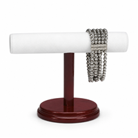 White T-bar bracelet display with rosewood base
