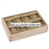 F68N-N3 Burlap Earring and Ring Showcase Tray with Natural Wood Trim