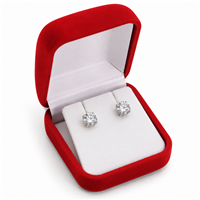 FQ3E/RED  Flocked Large Square Earring Box