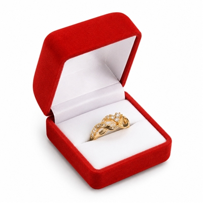 FQ3R(R) Red Flocked Square Ring Gift Box