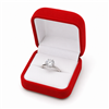Red Flocked Velour Ring Box with White Interior