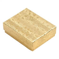 Gold paper jewelry box with cotton insert for earrings, gemstones, charms, beads, and other small jewelry items.