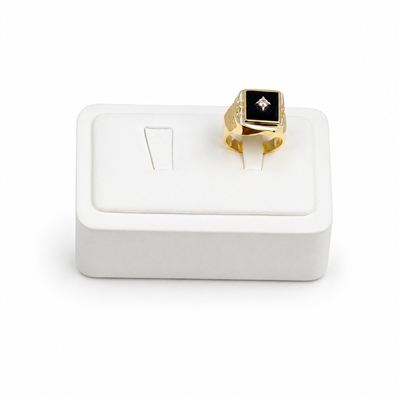 White Leatherette 2-Ring Jewelry Display Stand