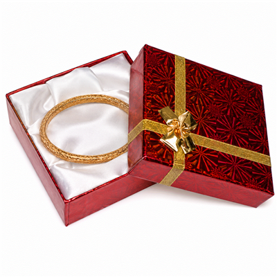 Hologram Bracelet and Watch Gift Box in Assorted Colors with Gold Bow