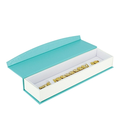 Teal Blue Magnetic Flap Bracelet and Watch Gift Box with White Insert