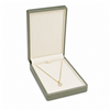Premium Metallic Green Cream Leatherette Necklace Box