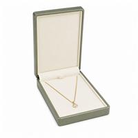 Premium Metallic Green Cream Leatherette Necklace Box