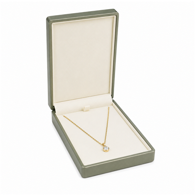 Premium Metallic Green Cream Leatherette Necklace Box