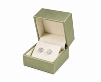 Premium Metallic Green Cream Leatherette Earring Box